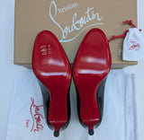 Christian Louboutin Pumppie 85 Glossed Black Leather Heels New in Box