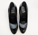 Christian Louboutin Pumppie 85 Glossed Black Leather Heels New in Box