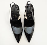 Christian Louboutin Hot Chick 100 Black Patent Slingback Heels New in Box