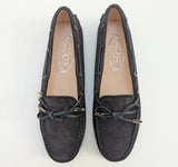 Tod's Driving Shoes Bow Loafers in Dark Navy Suede New in Box