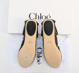 Chloé Luna Black Leather Flats with Gold Detail New in Box Shoes