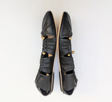 Chloé Luna Black Leather Flats with Gold Detail New in Box Shoes