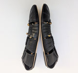 Chloé Luna Black Leather Flats with Gold Detail New in Box Shoes