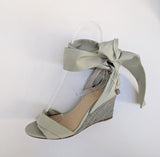 Christian Louboutin Melides du Désert 85 Cotton Canvas Espadrille Wedge Sandals New in Box