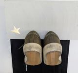Golden Goose Super-Star Dark Green Distressed Suede-Trimmed Full-Grain Leather Sneakers New in Box