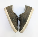 Golden Goose Super-Star Dark Green Distressed Suede-Trimmed Full-Grain Leather Sneakers New in Box
