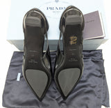 Prada Cutout Black Glazed Leather Pointy Flats New in Box Shoes