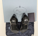 Prada Cutout Black Glazed Leather Pointy Flats New in Box Shoes