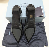 Prada Cutout Black Glazed Leather Pointy Flats New in Box Shoes