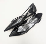 Prada Cutout Black Glazed Leather Pointy Flats New in Box Shoes