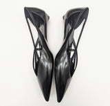Prada Cutout Black Glazed Leather Pointy Flats New in Box Shoes