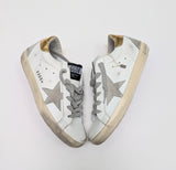 Golden Goose Super Star White Leather Sneakers with Gold Star New in Box