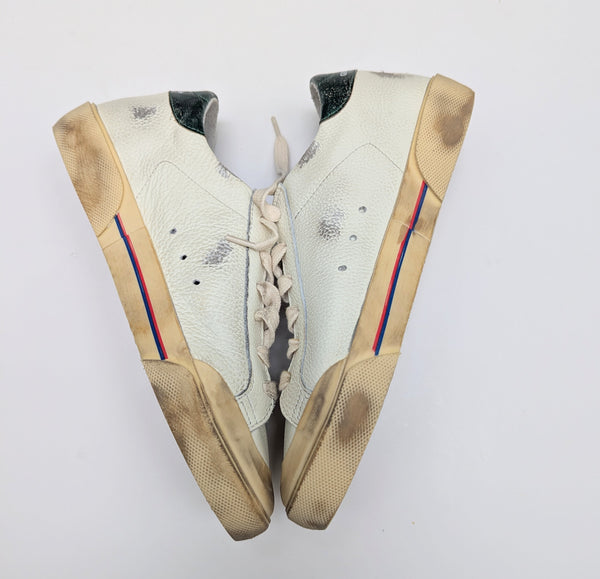 Golden Goose Super-Star Penstar Classic New in Box Calf Leopard Star with Metallic Green Accent