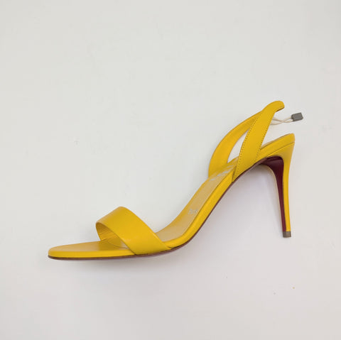 Christian Louboutin O Marylin 85 Sunflower Yellow Leather Slingback Heels Sandals Pollen New in Box
