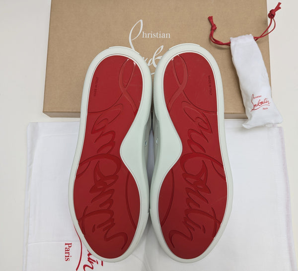 Christian Louboutin Vieirissima Sneakers In White Leather with Red Trim New in Box
