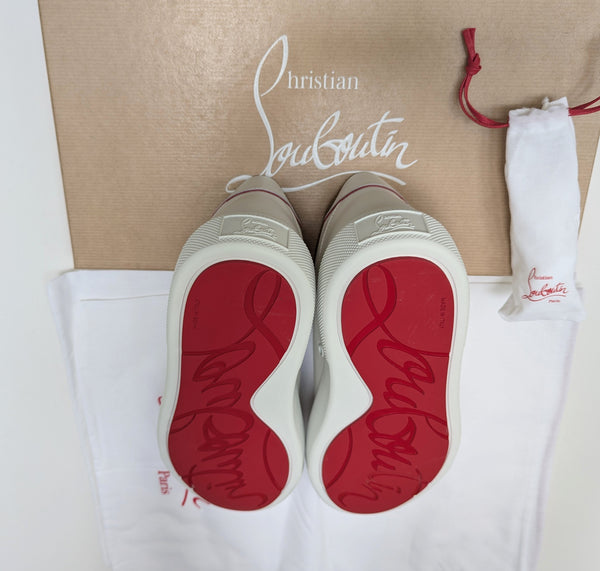 Christian Louboutin Vieirissima Sneakers In White Leather with Red Trim New in Box