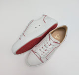 Christian Louboutin Vieirissima Sneakers In White Leather with Red Trim New in Box