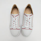 Christian Louboutin Vieirissima Sneakers In White Leather with Red Trim New in Box
