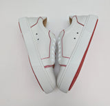 Christian Louboutin Vieirissima Sneakers In White Leather with Red Trim New in Box