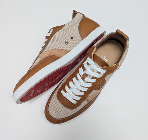 Christian Louboutin Tutti Rui Brown Leather, Canvas and Suede Sneakers New in Box Trainers
