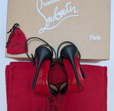 Christian Louboutin Loubiqueen 120 Black Leather Platform Sandals New in Box