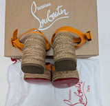 Christian Louboutin Calakala 70 Platform Espadrille Sandals New in Box Orange Suede Heels