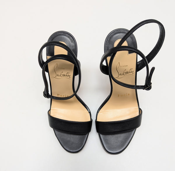 Christian Louboutin Loubiqueen 120 Black Leather Platform Sandals New in Box