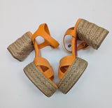 Christian Louboutin Calakala 70 Platform Espadrille Sandals New in Box Orange Suede Heels