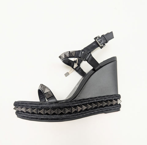 Christian Louboutin Pyraclou Platform Sandals in Black with Studs New in Box Heels