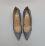 Christian Louboutin Kate 55 in Brest Dusty Blue Suede Heels New in Box
