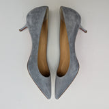 Christian Louboutin Kate 55 in Brest Dusty Blue Suede Heels New in Box