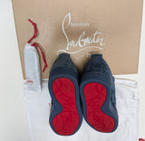Christian Louboutin Louis Junior Sneakers Denim Dark Blue Suede with Studs New in Box