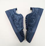 Christian Louboutin Louis Junior Sneakers Denim Dark Blue Suede with Studs New in Box