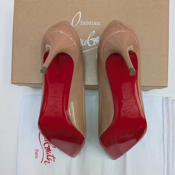 Christian Louboutin Kate 70 Nude Patent Heels New in Box Authentic