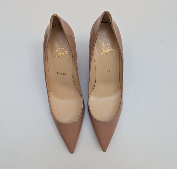 Christian Louboutin Kate 70 Nude Patent Heels New in Box Authentic
