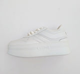 Celine Block Wedge Sneakers in White Leather New Platform Trainers Authentic Discounted