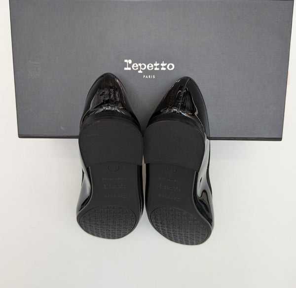 Repetto Cendrillon Black Patent Ballet Flats with Rubber Soles New in Box Made in France