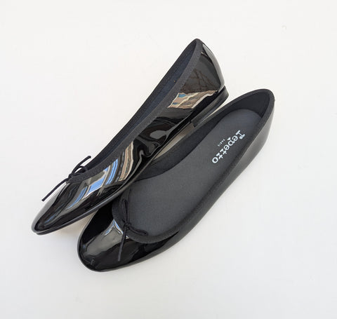 Repetto Cendrillon Black Patent Ballet Flats with Rubber Soles New in Box Made in France
