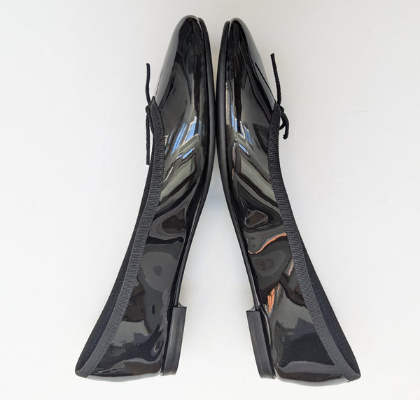 Repetto Cendrillon Black Patent Ballet Flats with Rubber Soles New in Box Made in France