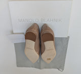 Manolo Blahnik Campariflat Dark Nude Patent Leather Mary Jane Flats New in Box