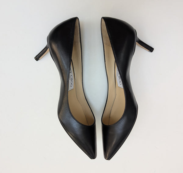 Jimmy Choo Romy 60 Kitten Heels in Black Leather New in Box