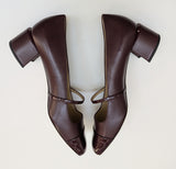 Jimmy Choo Elisa 45 Garnet Leather Mary Janes with Block Heels New in Box