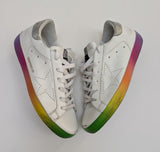 Golden Goose Super Star Rainbow Soles White Leather Sneakers Superstar New Discounted