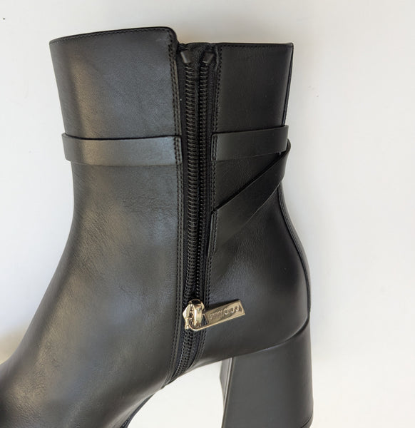 Jimmy Choo Lawton 65 Black Leather Ankle Boots New in Box