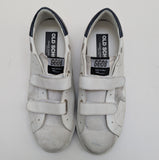Golden Goose Old School Distressed Leather Sneakers with Velcro Closure New in Box Adaptive Fashion