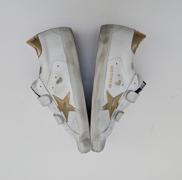 Golden Goose Authentic Leather Sneakers Old School Velcro White Leather Trainers New Adaptive