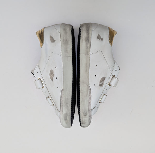 Golden Goose Authentic Leather Sneakers Old School Velcro White Leather Trainers New Adaptive