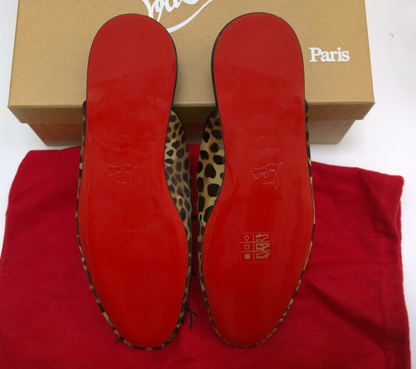 Christian Louboutin Coolito Swing Donna Flat Slides in Calf Leopard New in Box