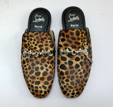 Christian Louboutin Coolito Swing Donna Flat Slides in Calf Leopard New in Box