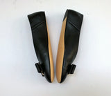 Ferragamo Vanna Black Leather Bow Flats 8.5C New in Box